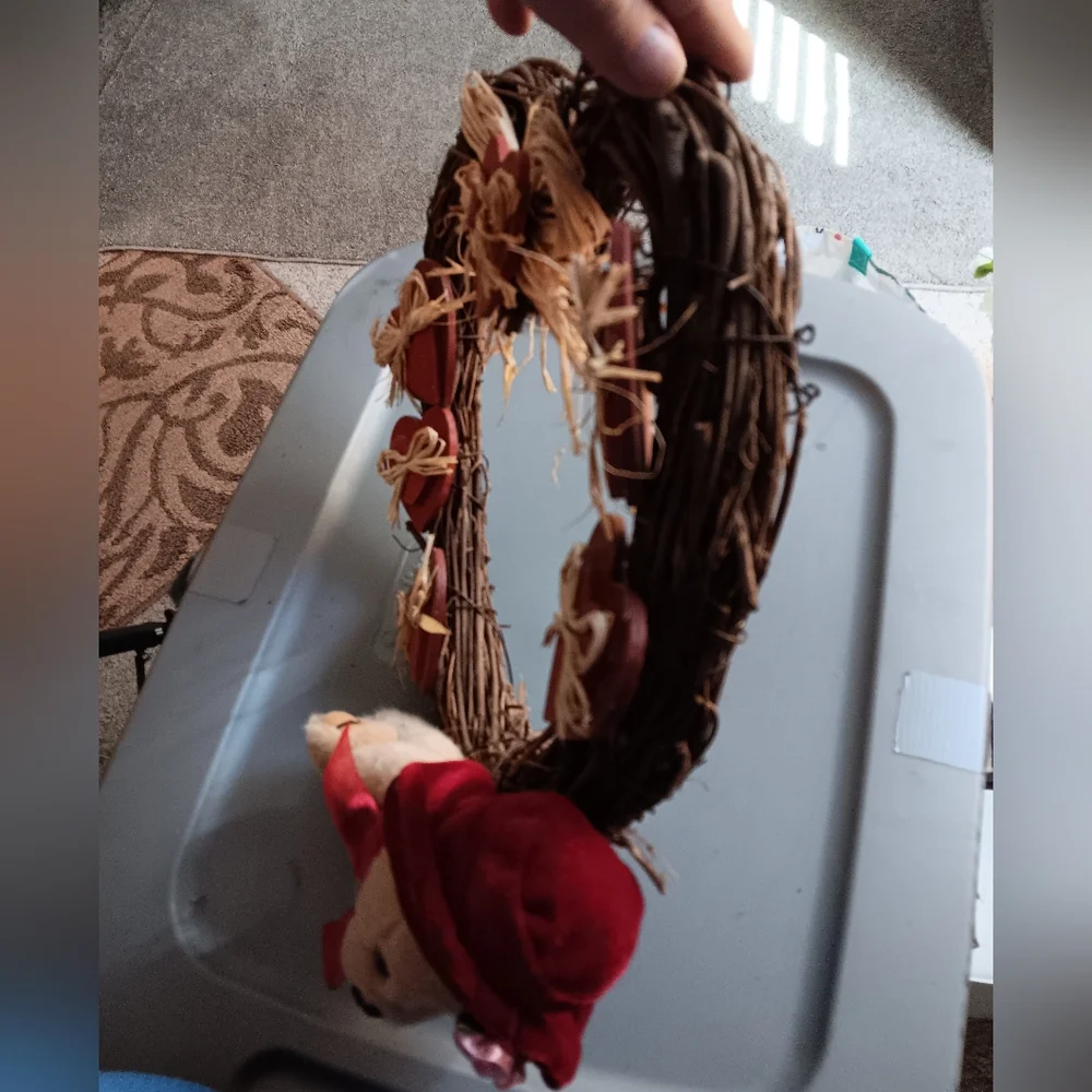 Festive Bear Holiday Wreath with Red Accents